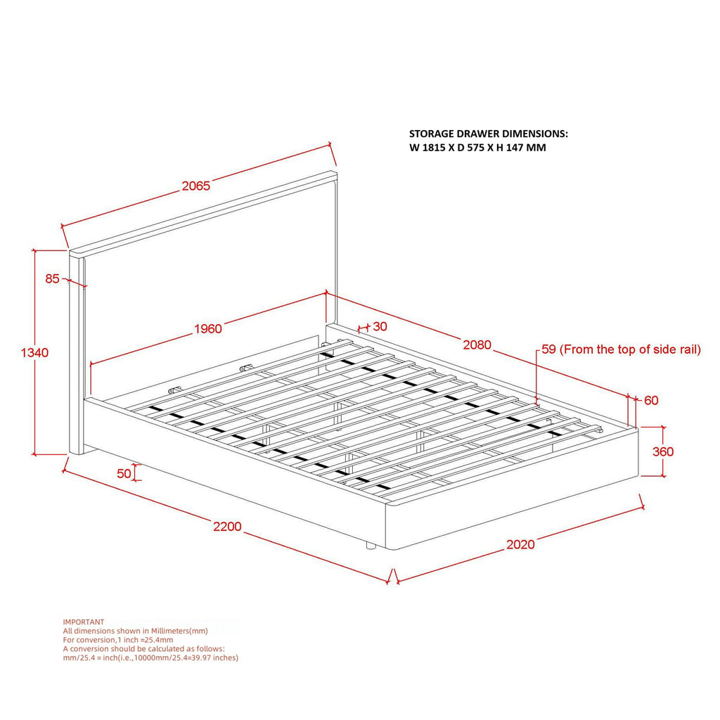 Andover 78" King Platform Bed W/Drawer