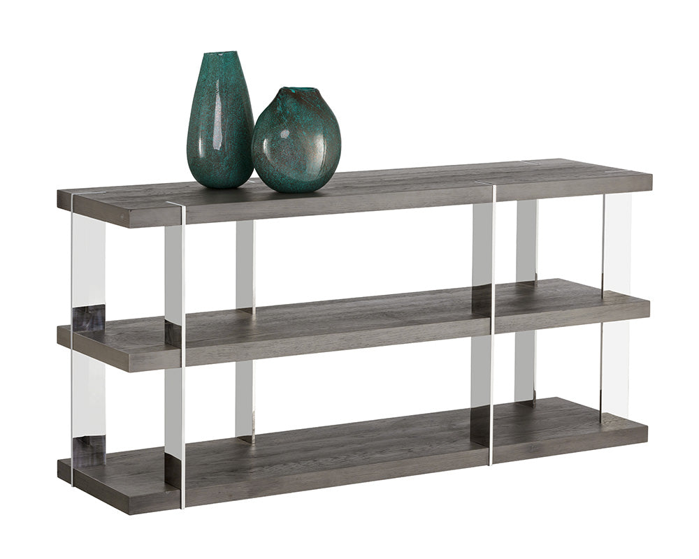 SUNPAN Daria Console Table – Smoked Oak & Stainless Steel – My Store