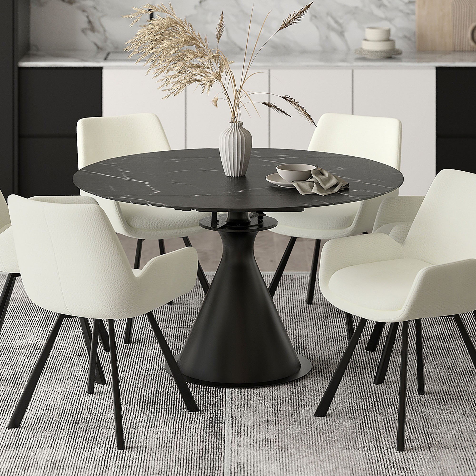 Calisto Round Dining Table W/Extension, 51"