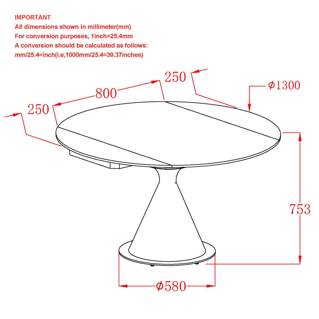 Calisto Round Dining Table W/Extension, 51"