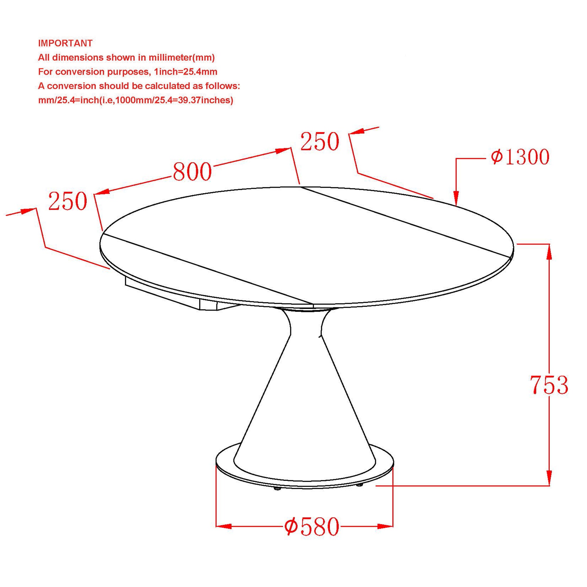Calisto Round Dining Table W/Extension, 51"