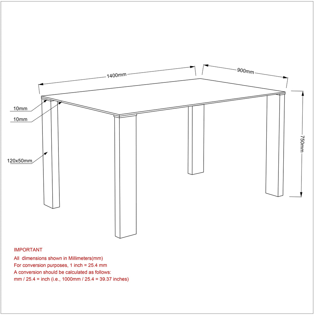 Frankfurt Rectangular Dining Table, 55"