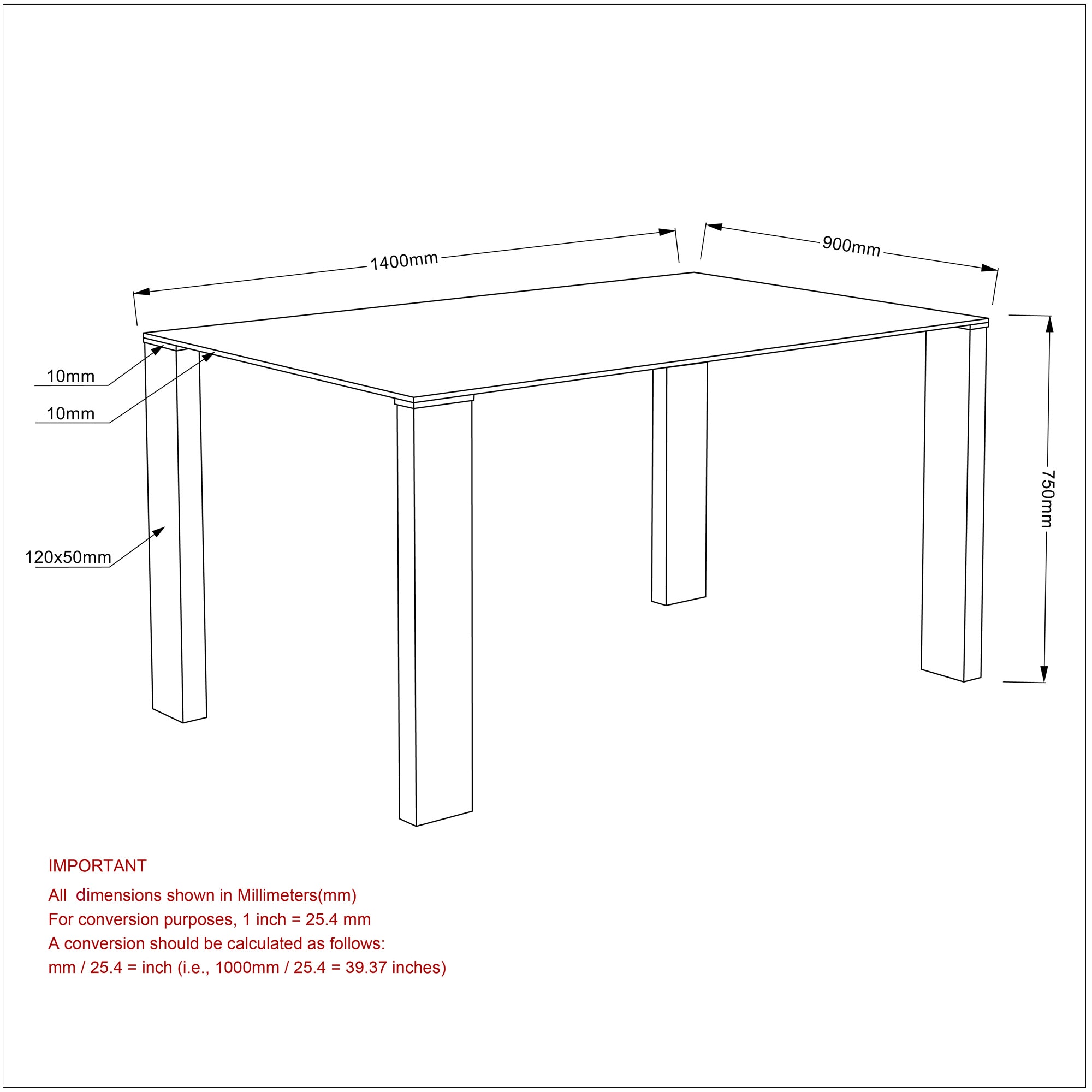 Frankfurt Rectangular Dining Table, 55"