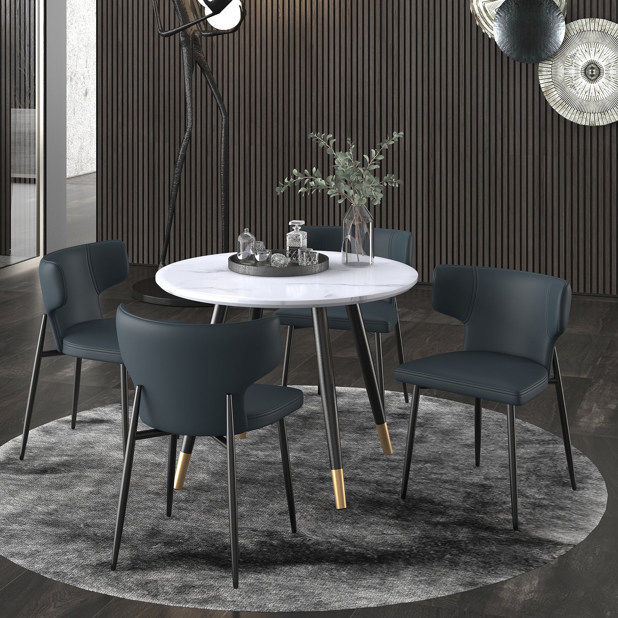Olis Dining Chair, Faux Leather, Set Of 2