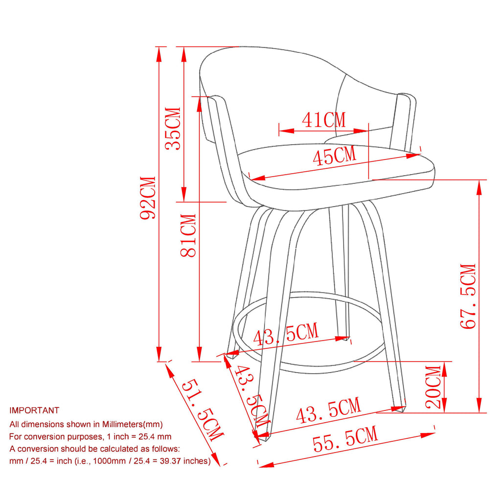 Freya 26" Counter Stool W/Swivel, Set Of 2