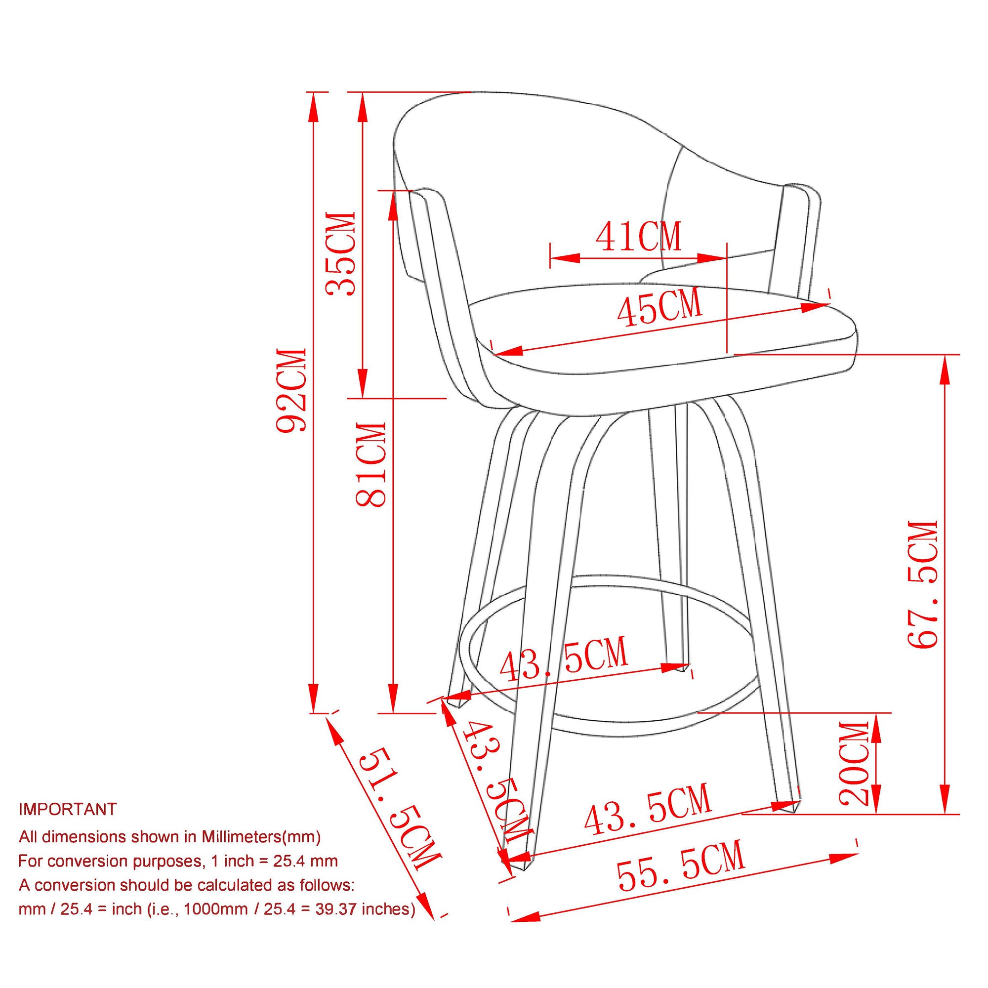 Freya 26" Counter Stool W/Swivel, Set Of 2