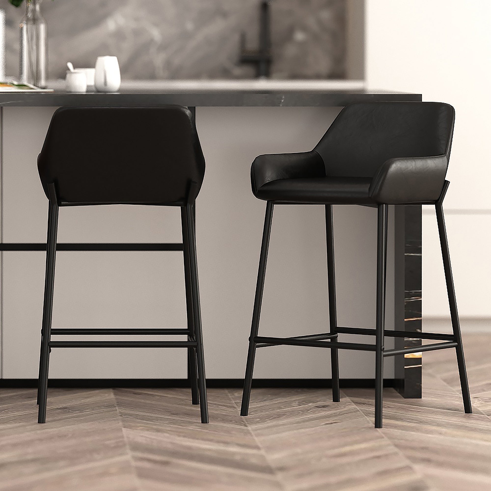 Baily 26" Counter Stool, Pu, Set Of 2