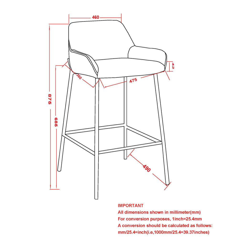 Baily 26" Counter Stool, Pu, Set Of 2