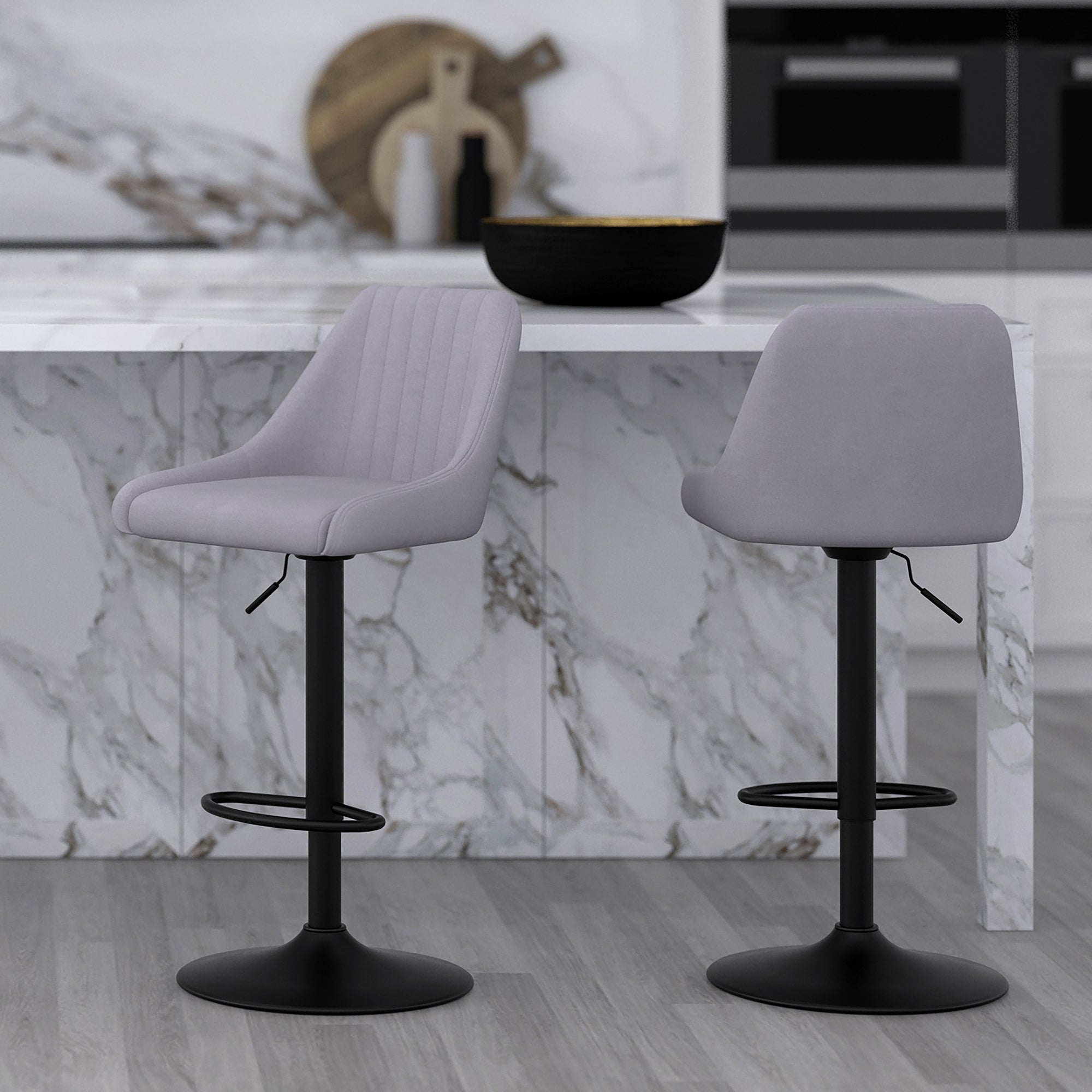 Kron Air-Lift Stool, Fabric, Set Of 2