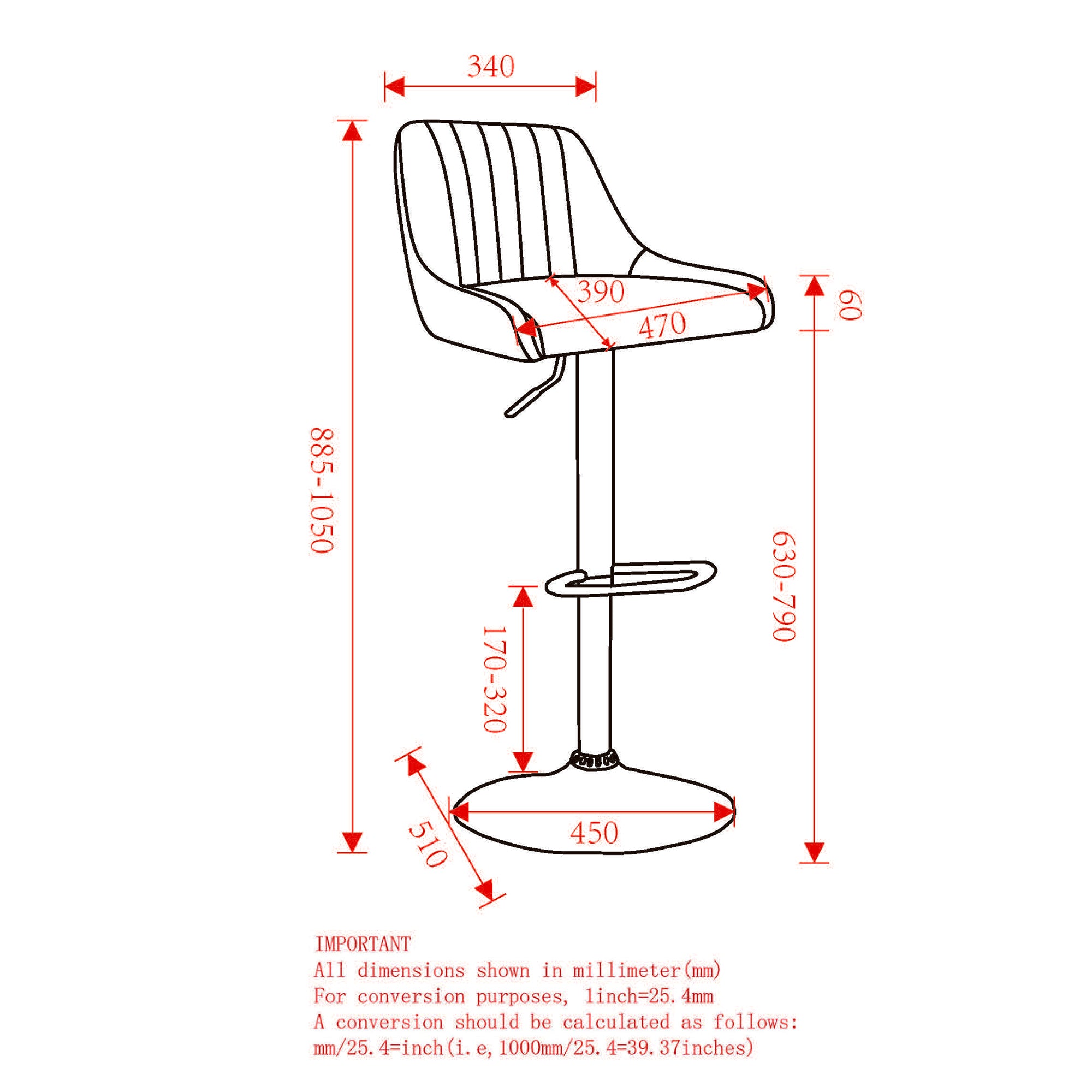 Kron Air-Lift Stool, Faux Leather, Set Of 2