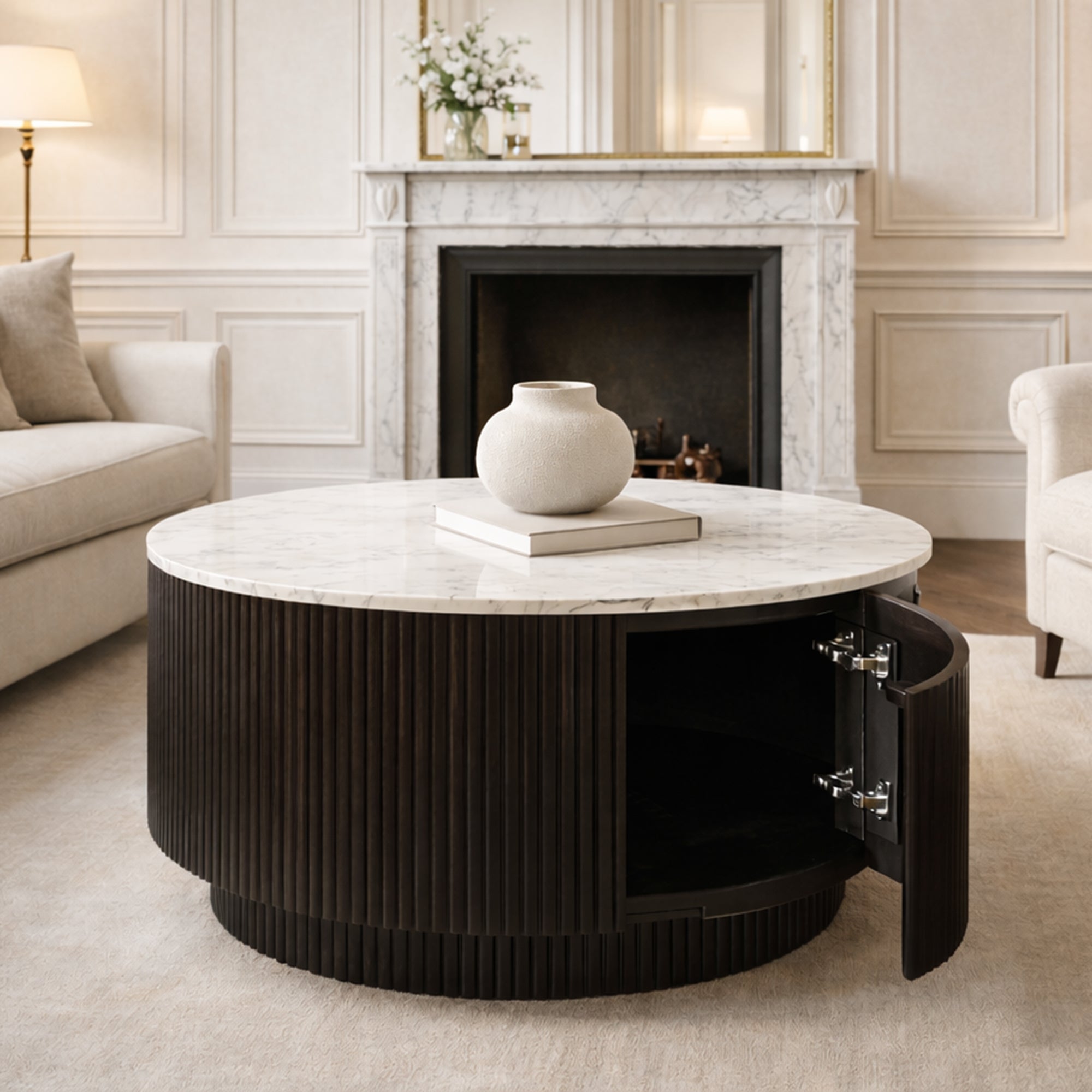 Reyna Round Coffee Table W/Storage