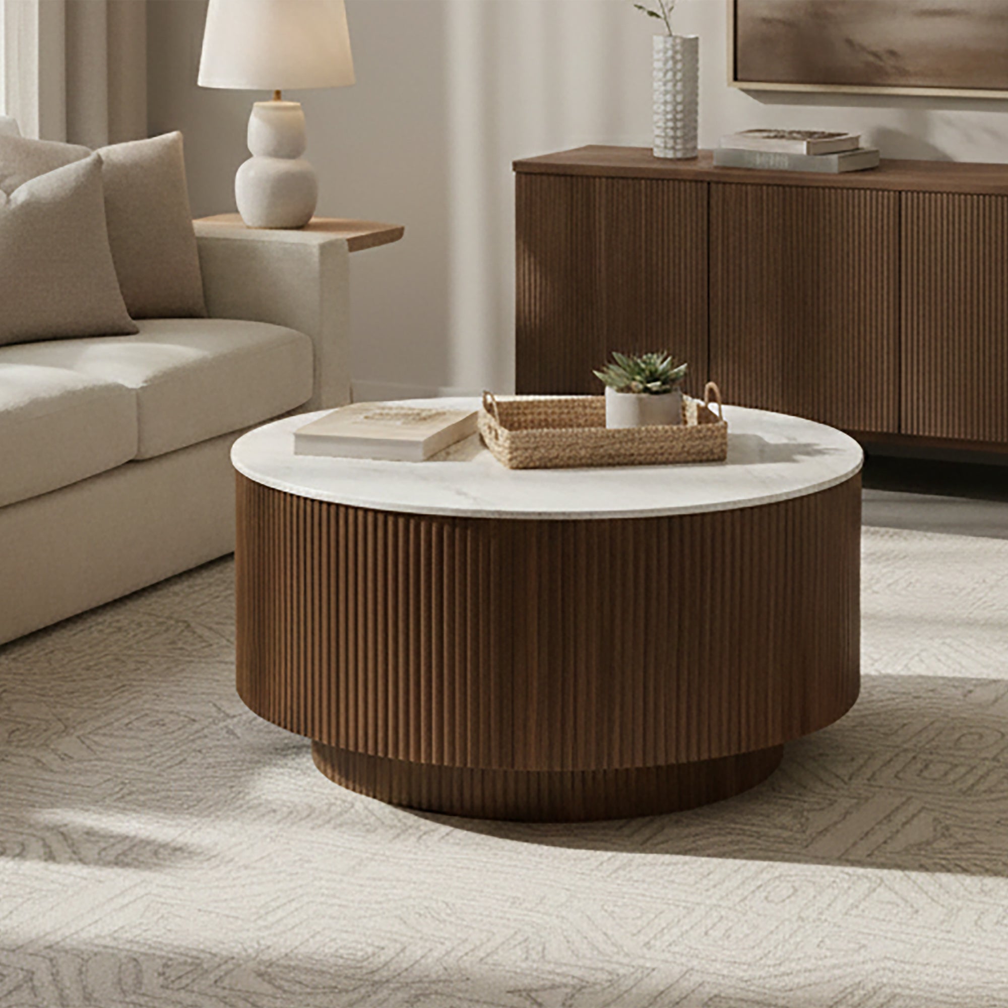 Reyna Round Coffee Table W/Storage