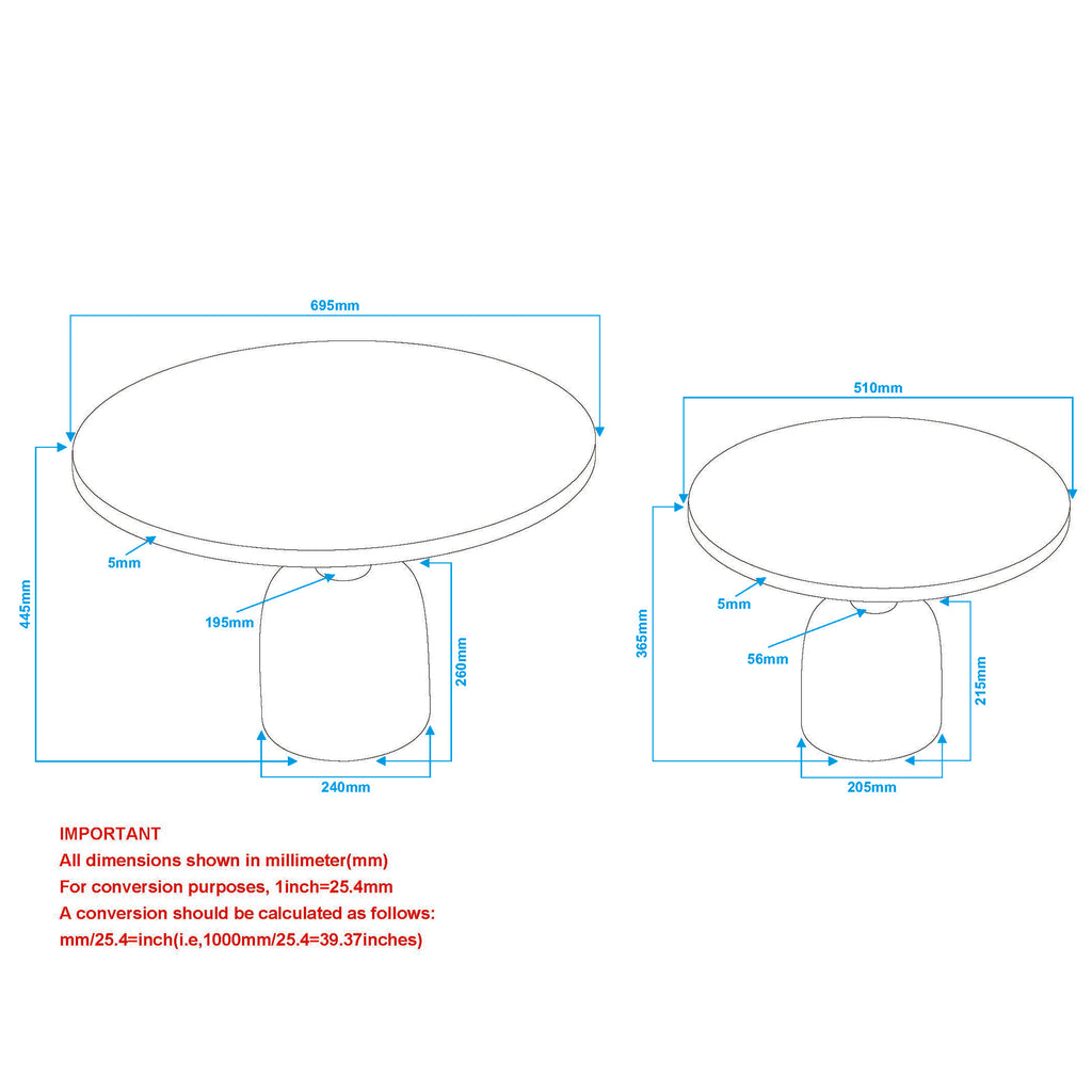 Adira 2Pc Round Coffee Table Set