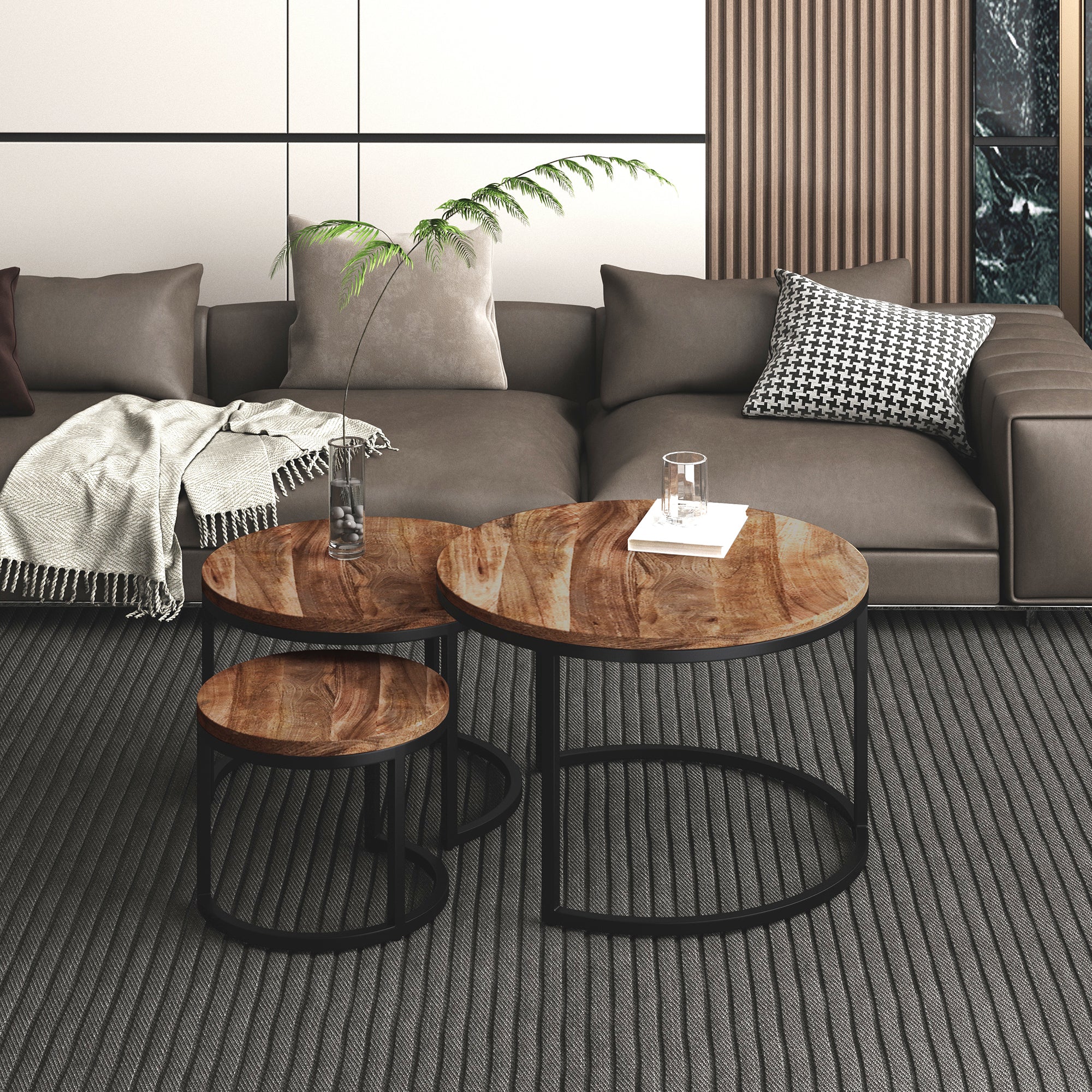 Darsh 3Pc Round Coffee Table Set