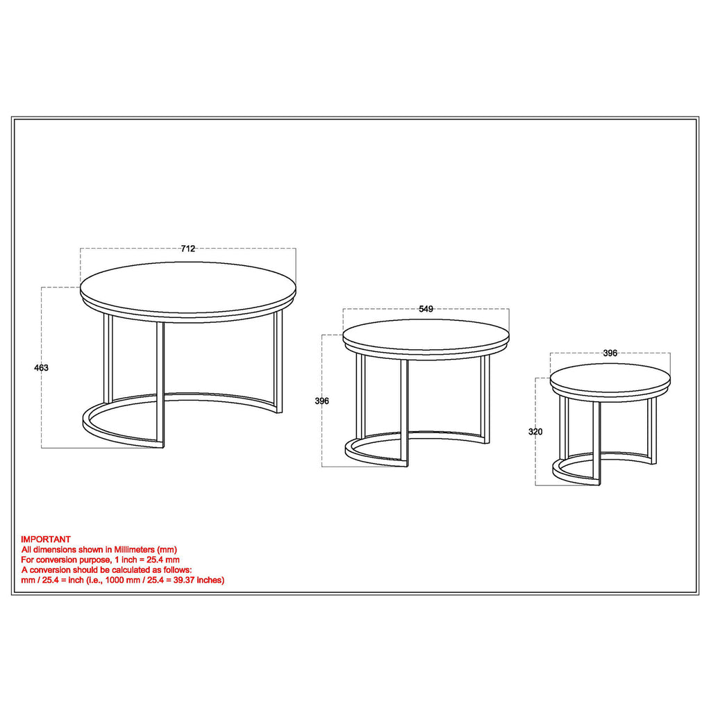 Darsh 3Pc Round Coffee Table Set