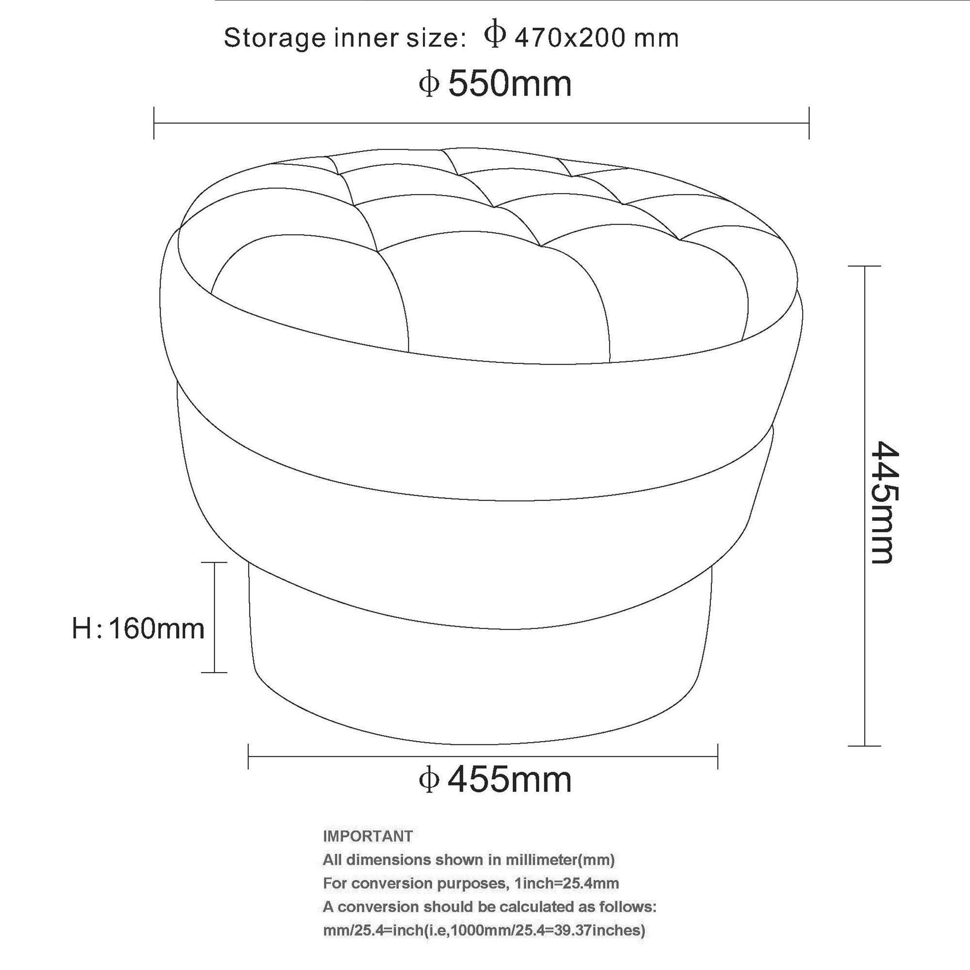 Kepler Round Storage Ottoman