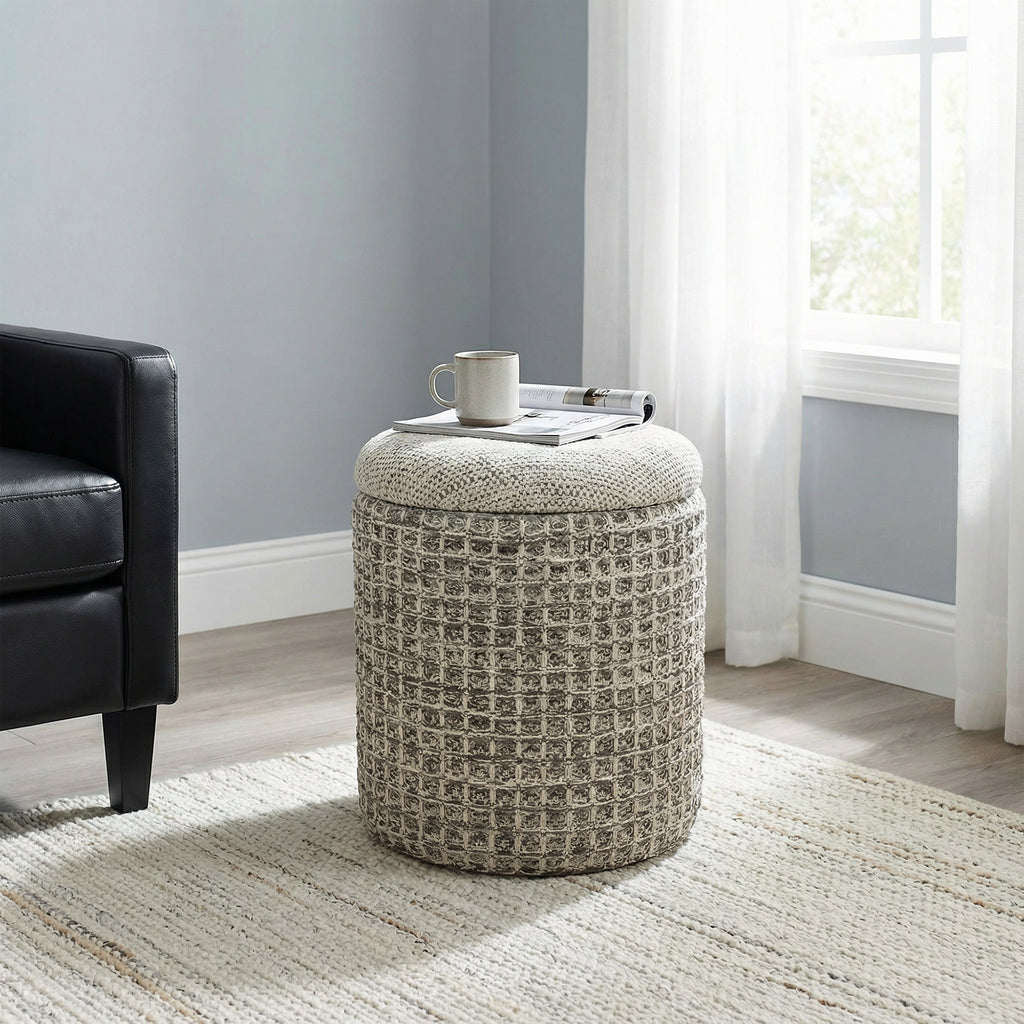 Indigo Round Storage Ottoman
