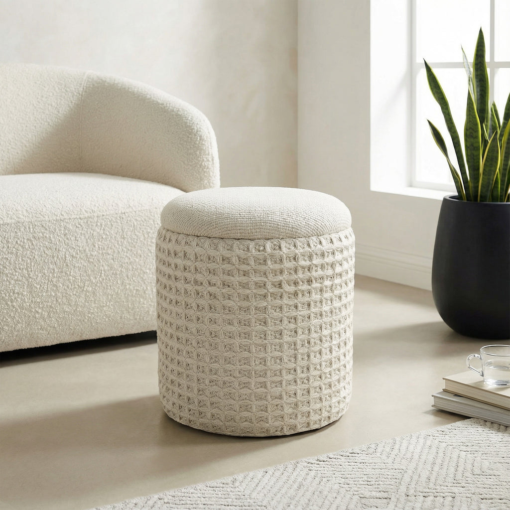 Indigo Round Storage Ottoman