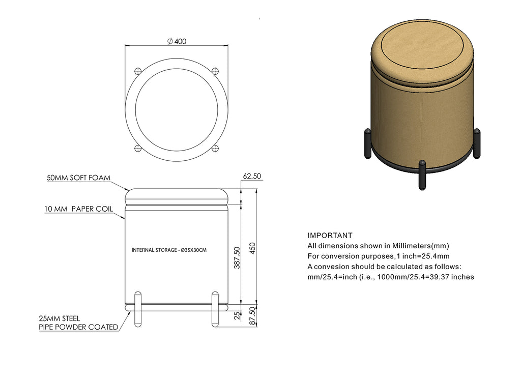 Castor Round Storage Ottoman