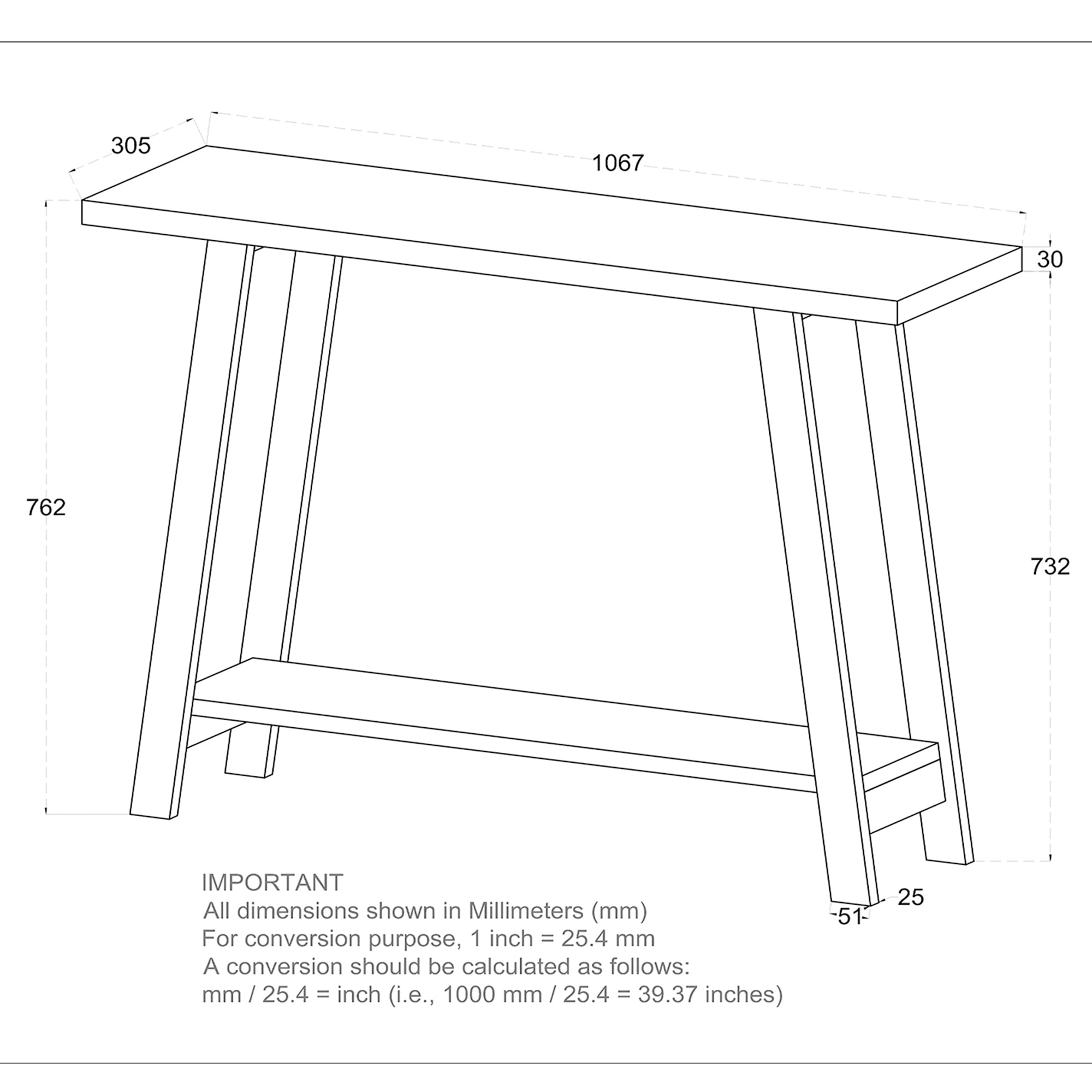 Volsa Console Table, 42"