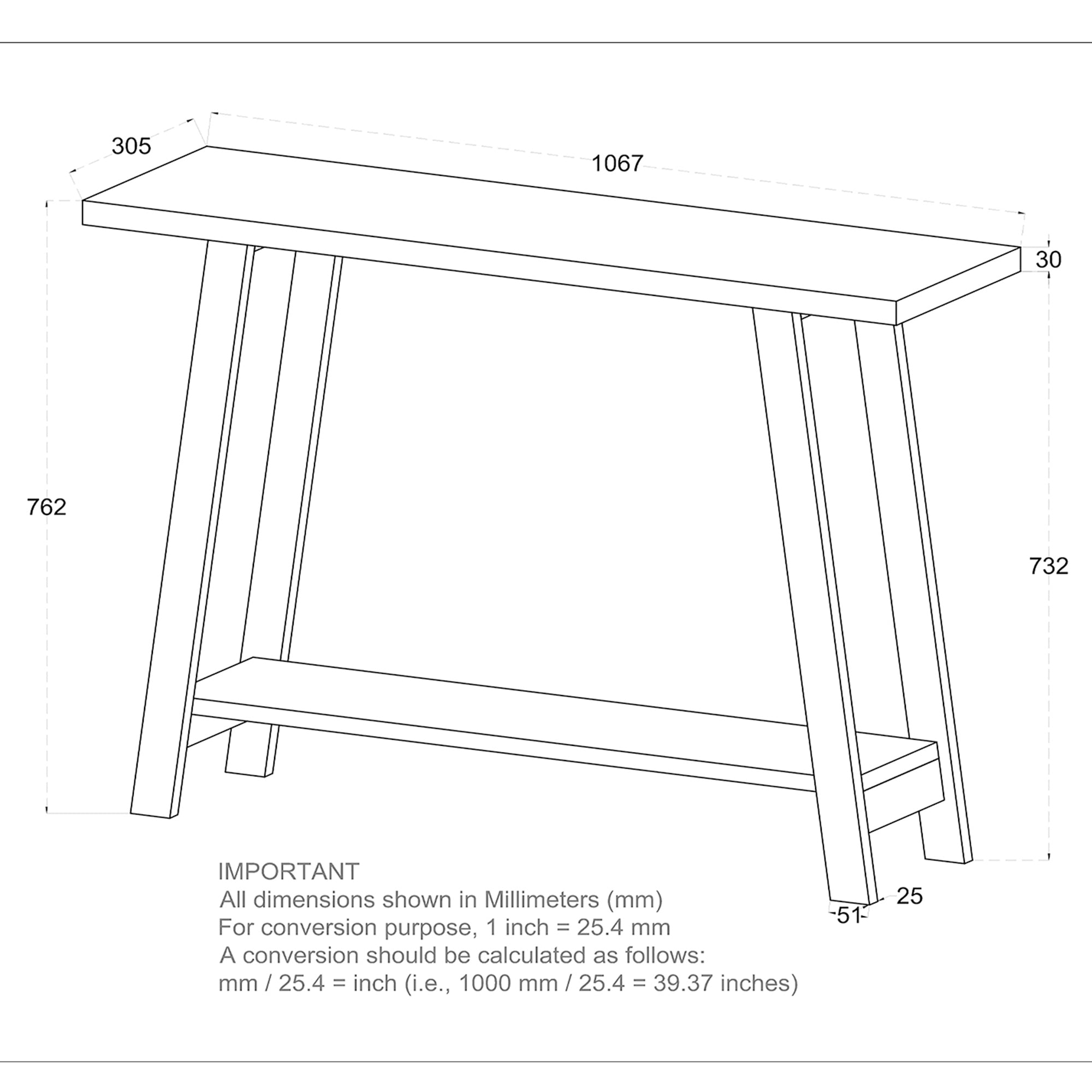 Volsa Console Table, 42"