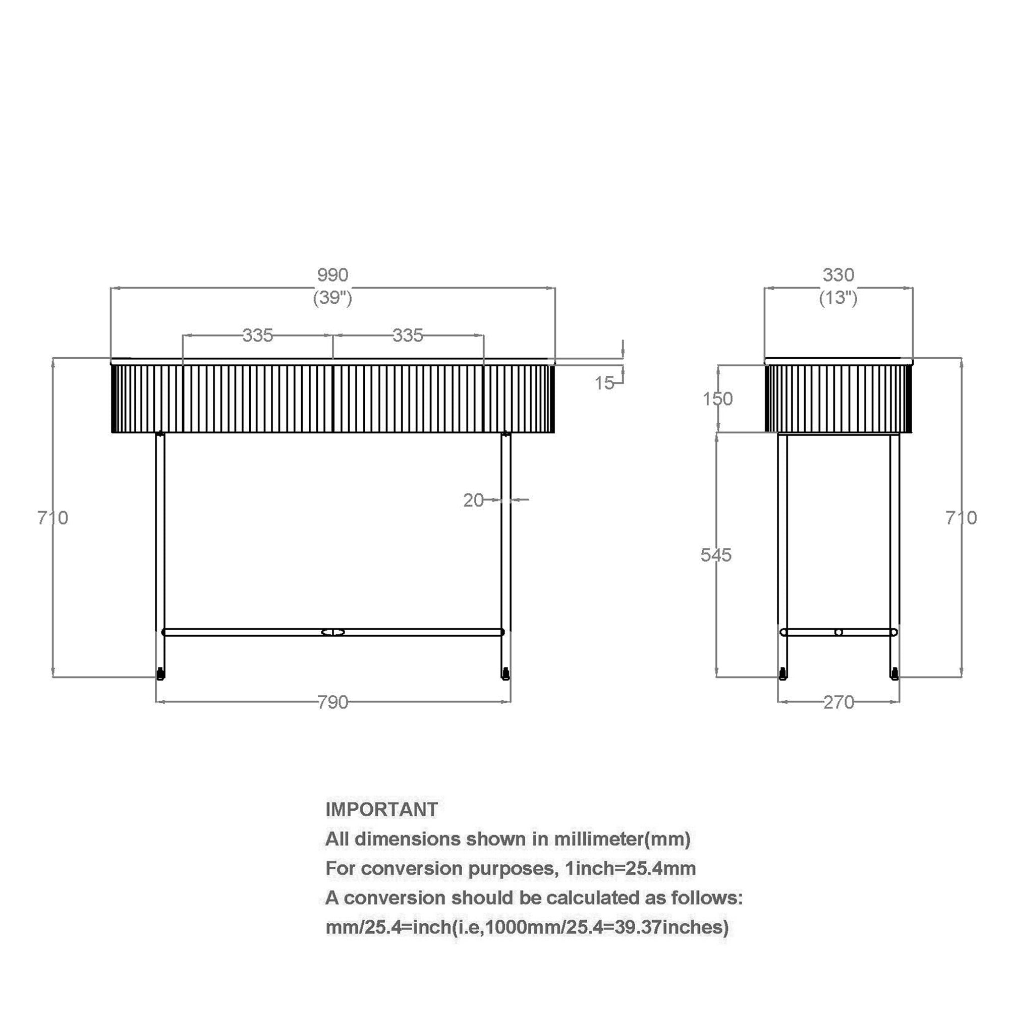Reyna Console Table, 39" W/Drawers