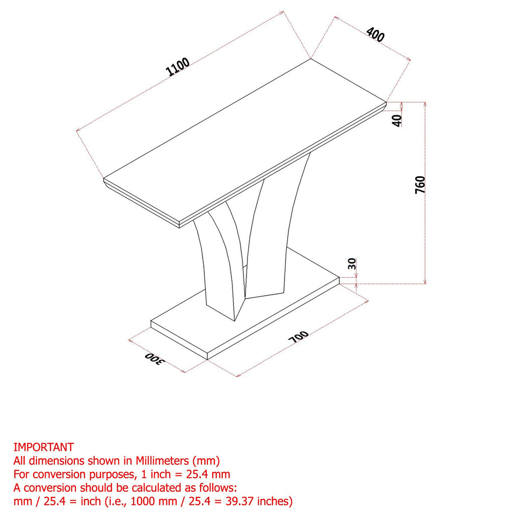 Napoli Console Table, 43.5"