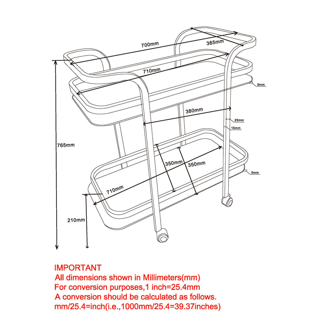 Zedd 2-Tier Bar Cart