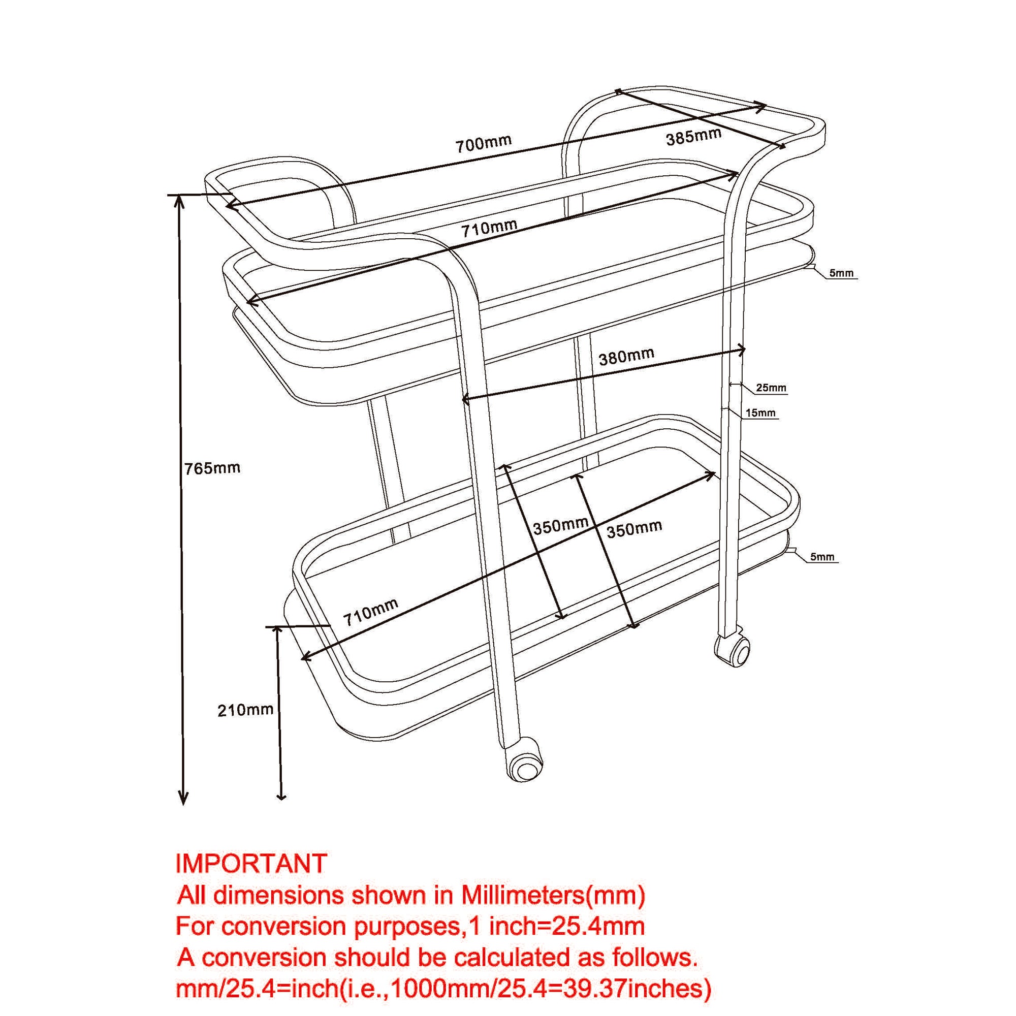 Zedd 2-Tier Bar Cart
