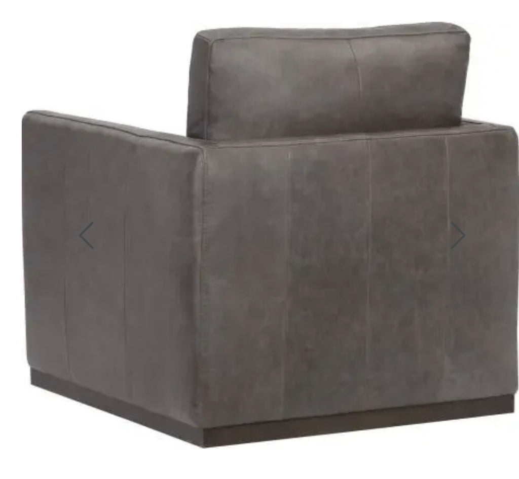 Genuine Leather Swivel Accent Chair