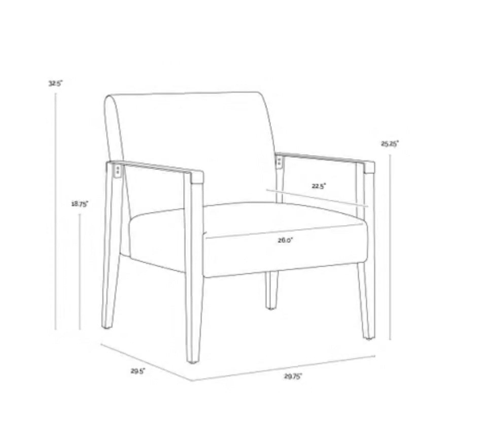 Designer Solid Wood & Genuine Leather Accent Chair