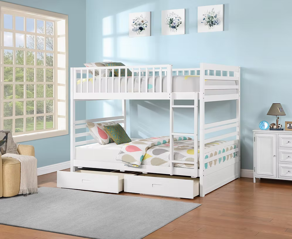 IFDC B-115W Double/Double Bunk Bed - White