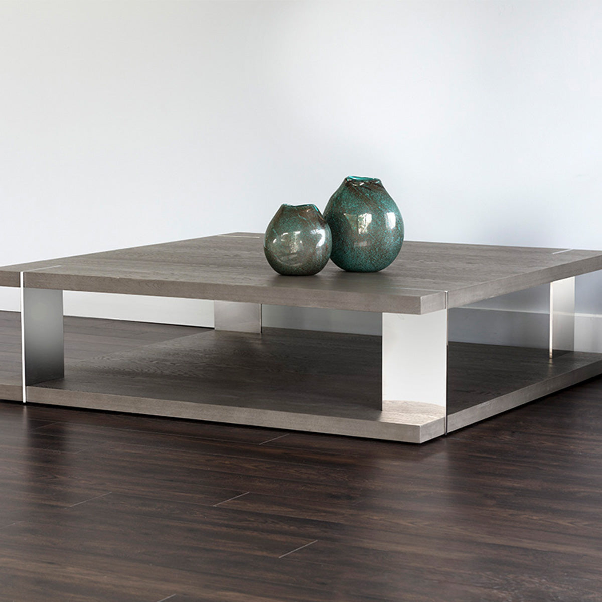 SUNPAN Daria Coffee Table – Smoked Oak & Stainless Steel – My Store